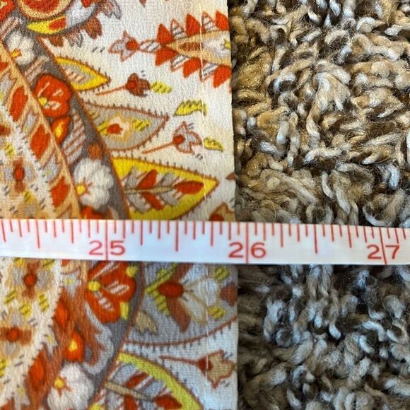 đ
șSanctuaryâEUCâOrange YellowâFloralâAbstractâPrintâButtonâDownâSleevelessâBlouse - Picture 7 of 7